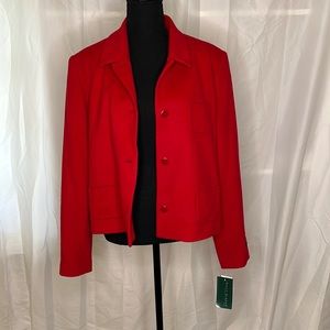 Harve Benard Red Cashmere Jacket size 16 NWT